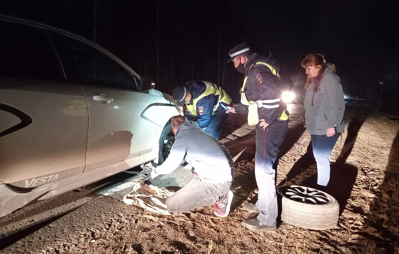 Автоинспекторы с костромского северо-востока помогли попавшему в ночное ЧП водителю