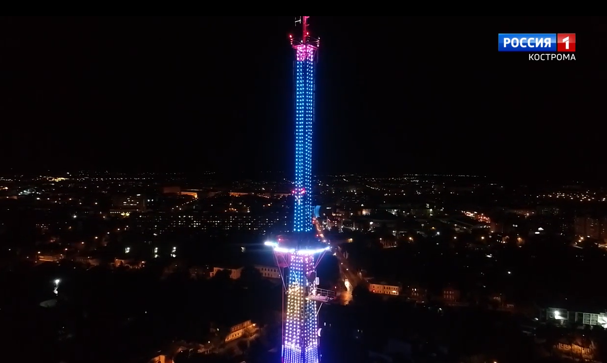 Телебашня в Костроме засияет «космической» подсветкой