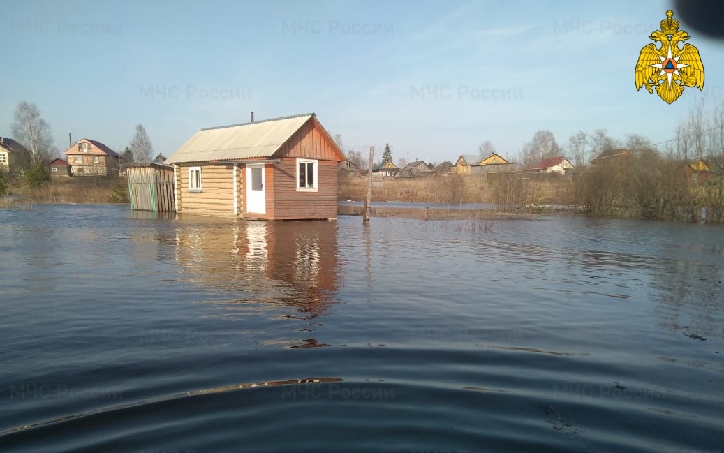 Река Кострома подтопила приусадебные участки в Солигаличе