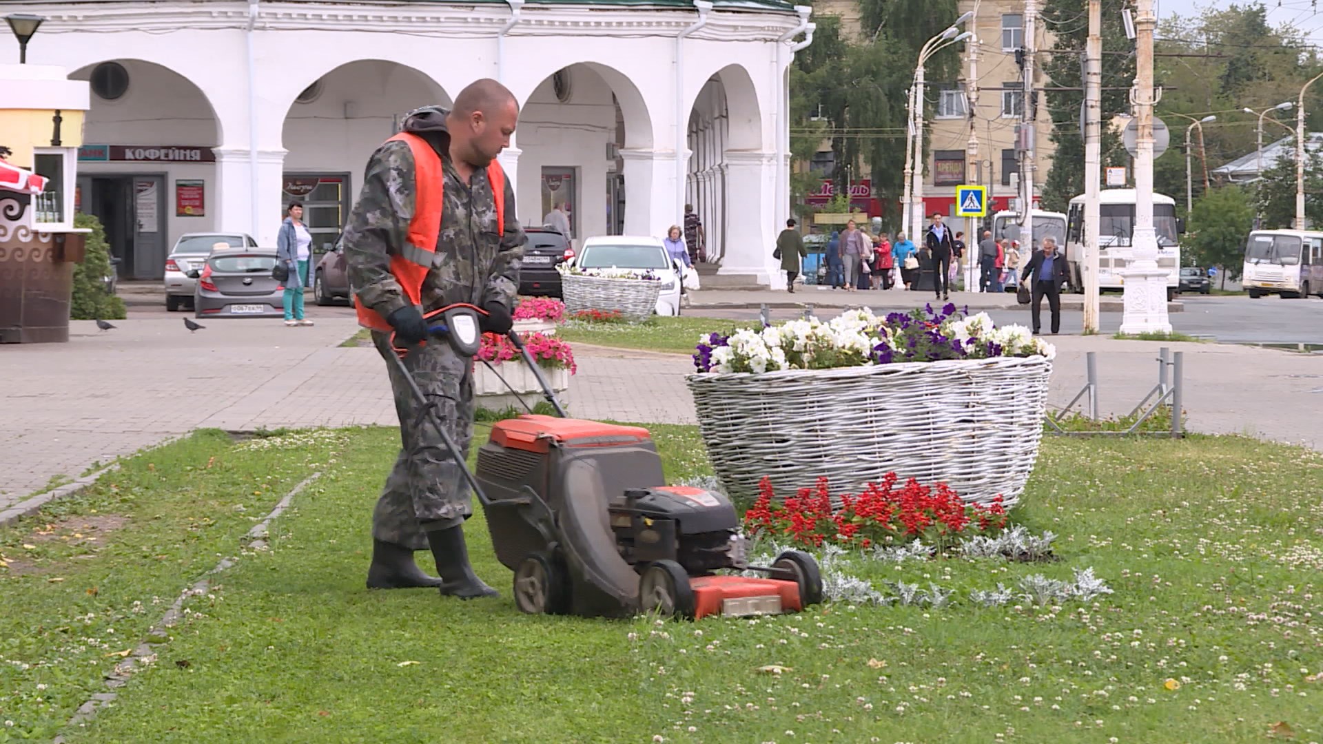 В центре Костромы появилась первая скошенная трава