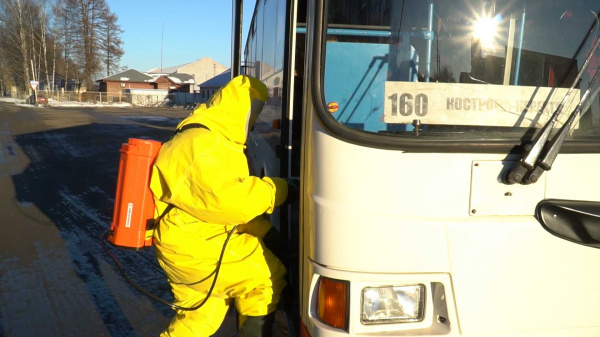 Костромские автобусы усиленно дезинфицируют против коронавируса