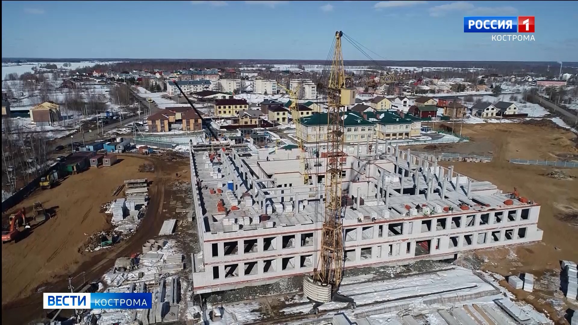 Школу в костромском посёлке Волжский строят с опережением графика