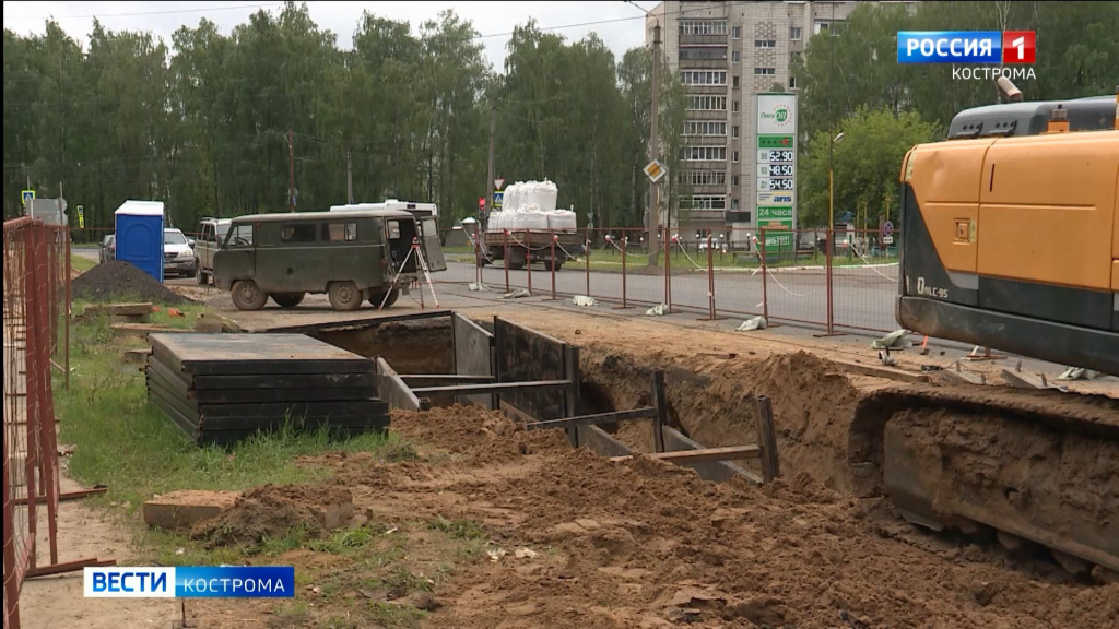 Затянувшийся ремонт на улицах Димитрова и Космонавтов в Костроме аукнется подрядчику применением санкций