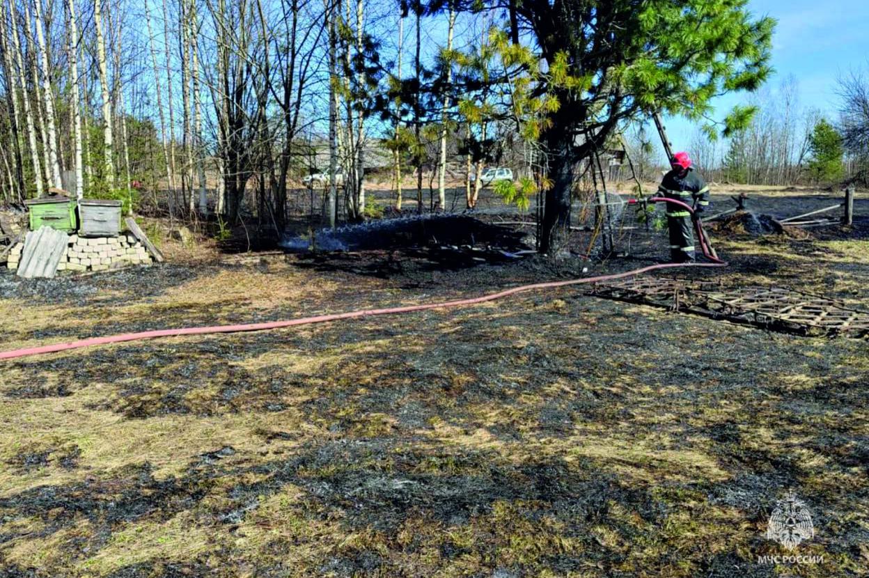 84-летний пенсионер в костромской глубинке получил ожоги из-за пала травы