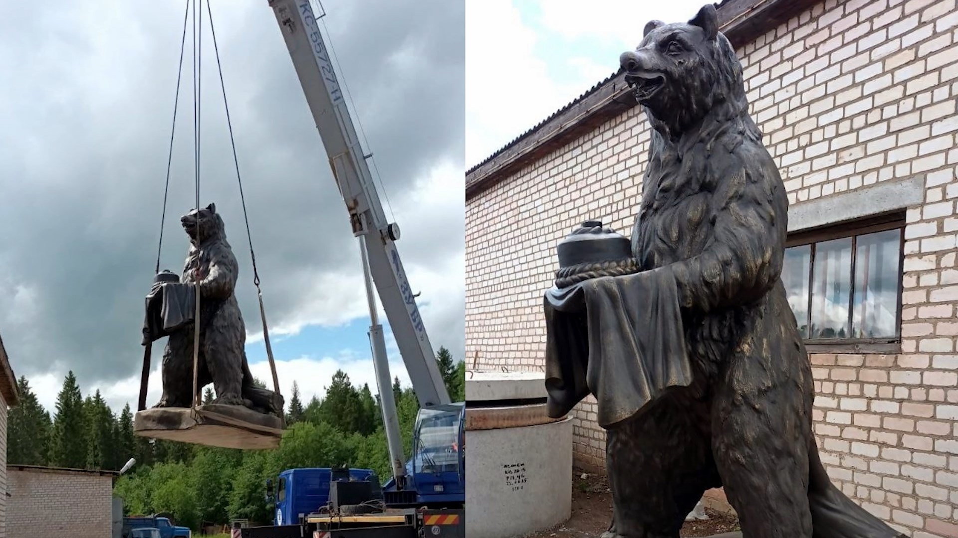 Трех метровый медведь украсит центр отдаленного костромского поселка