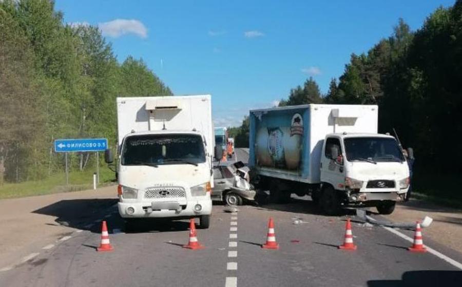 На трассе под Костромой «Ладу» зажало между грузовиками