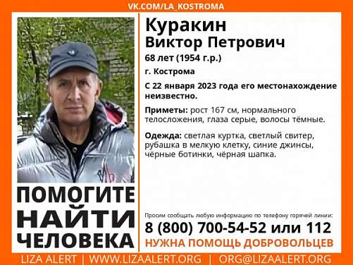 В Костроме ведутся поиски пенсионера в светлой куртке
