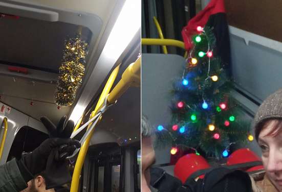 По Костроме ездит новогодний автобус с ёлкой